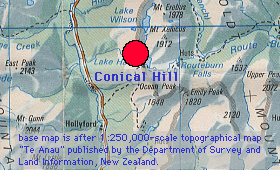 index map of Conical Hill